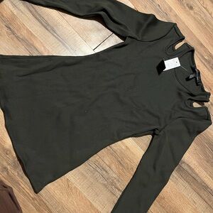 White House Black Market Dark Green Ribbed Bodysuit